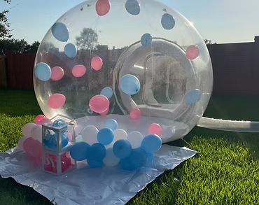 Bubble House with colorful balloon setup